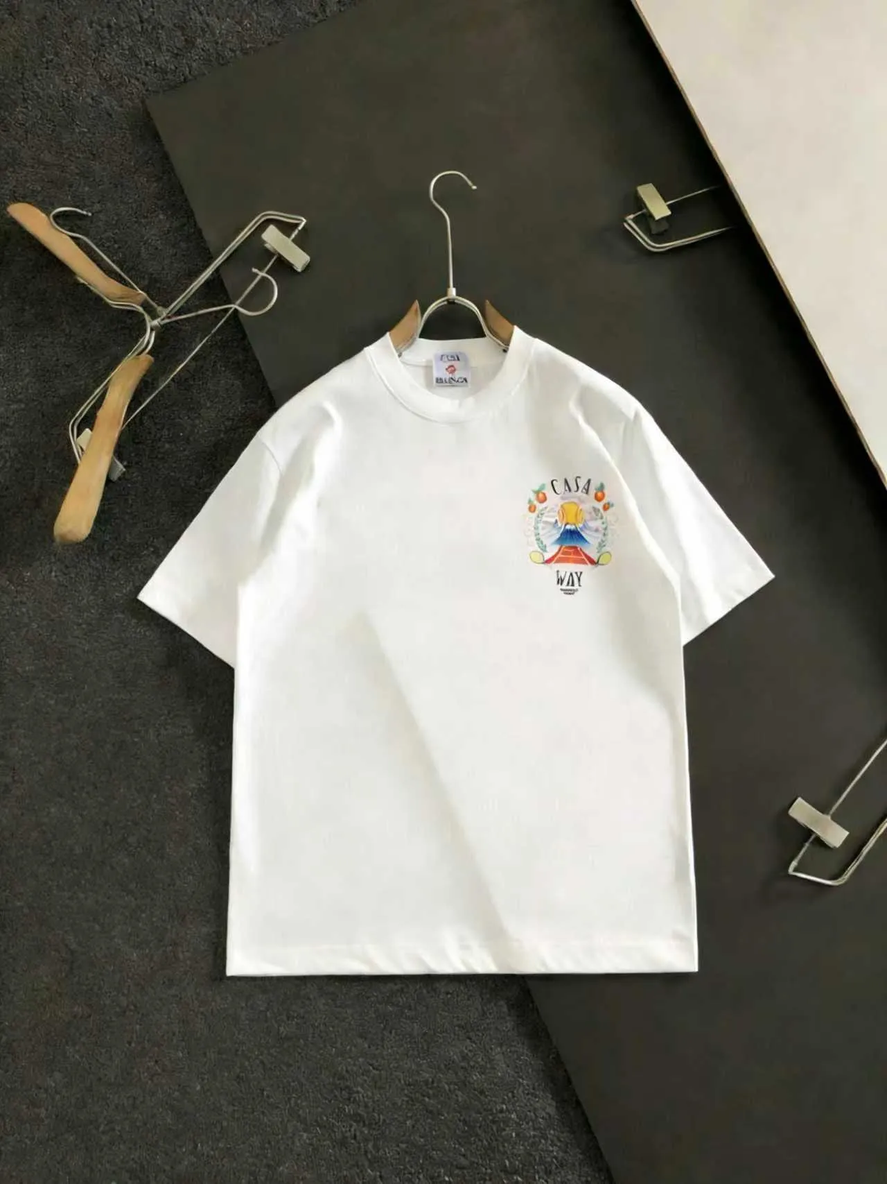 "𝙉𝙚𝙬♈️ Casablanca" 🏖Casablanca 25 spring and summer New Arrival letter logo printed short-sleeved T-shirt, made of 32 grams of dense double yarn cotton fabric, the fabric is soft. Color: Black White Light Blue Size: S M L XL 2XL